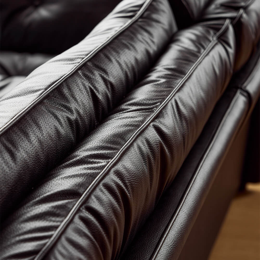 Sandwich Leather Tufted Sofa with Removable Cushions