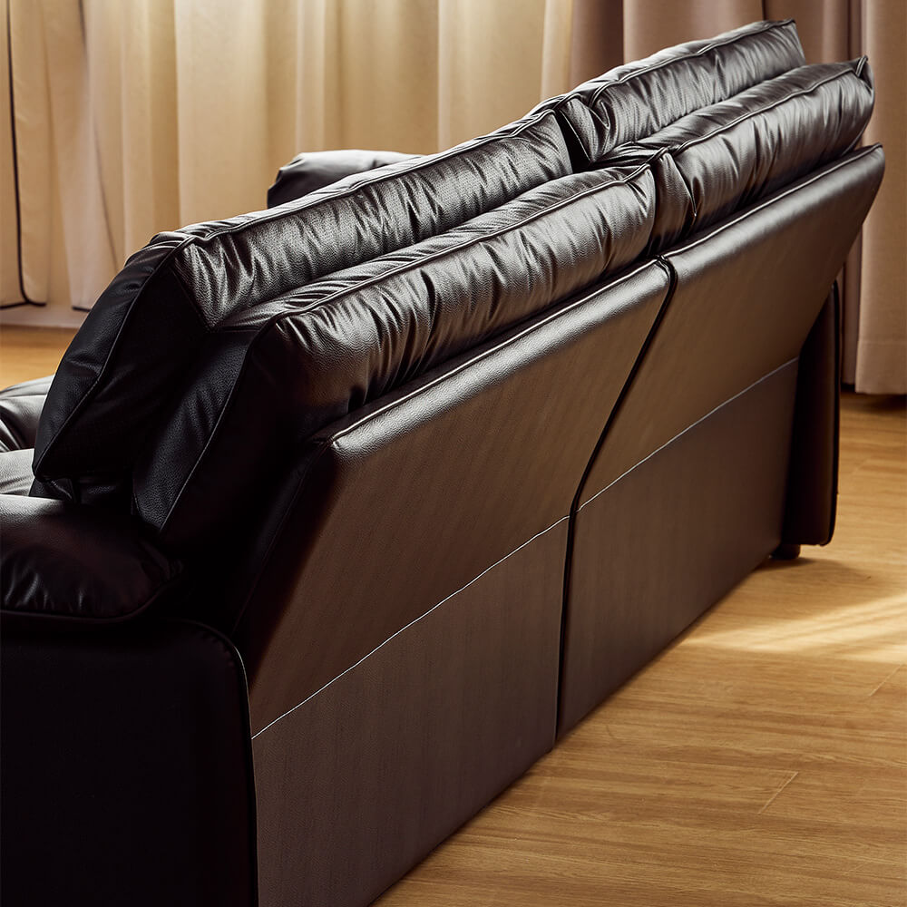 Sandwich Leather Tufted Sofa with Removable Cushions